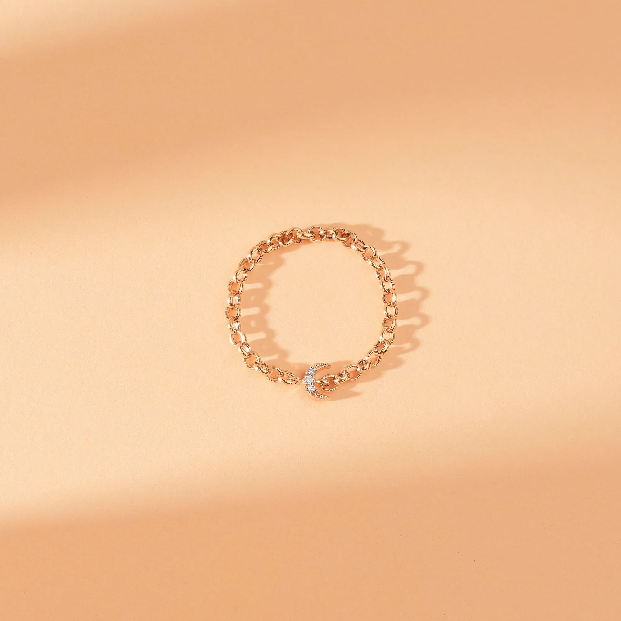 Diamond Moon Chain Ring, Francesca
