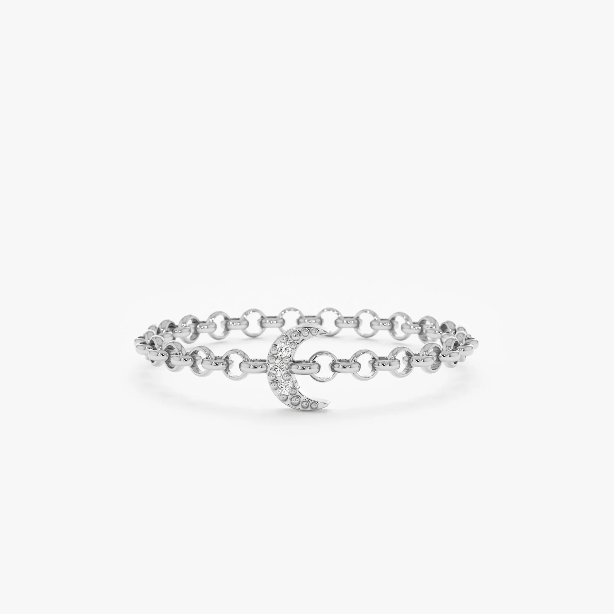 Diamond Moon Chain Ring, Francesca