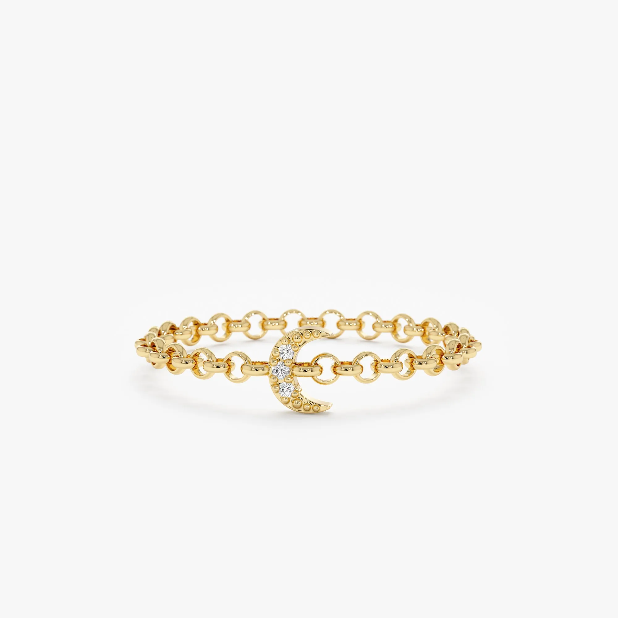 Diamond Moon Chain Ring, Francesca