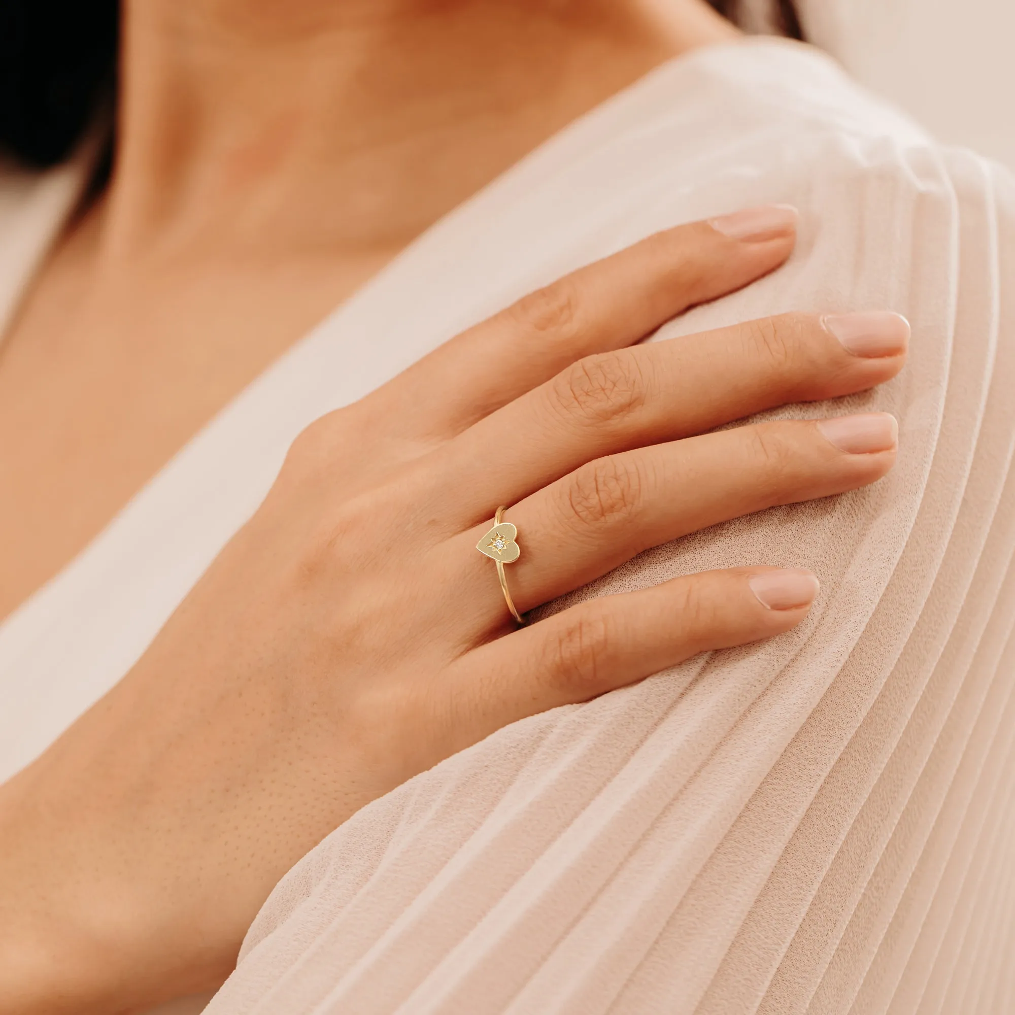 Diamond Starburst Heart Ring, Lily