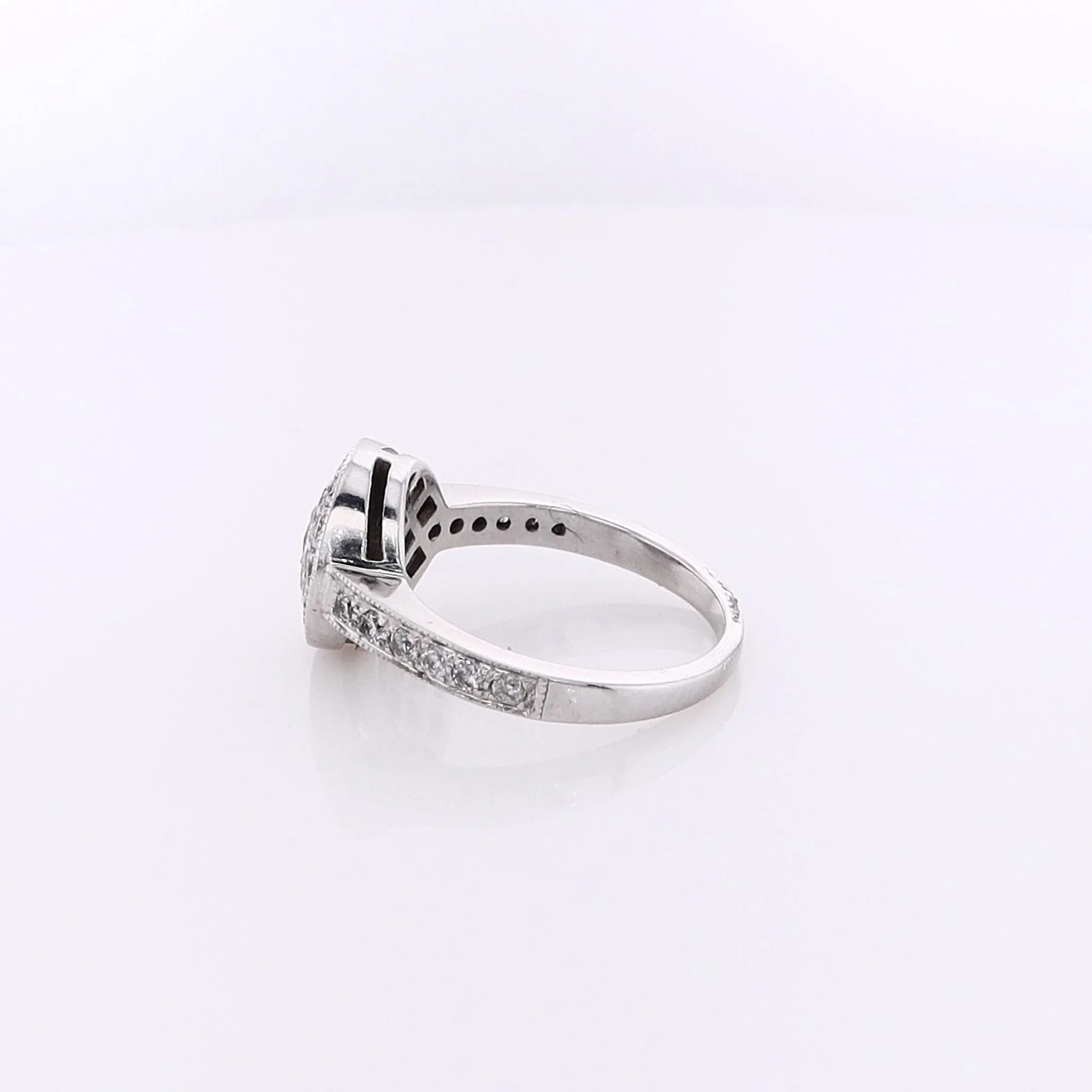 Estate 14 Karat White Gold Milgrain and Diamond Engagement Ring
