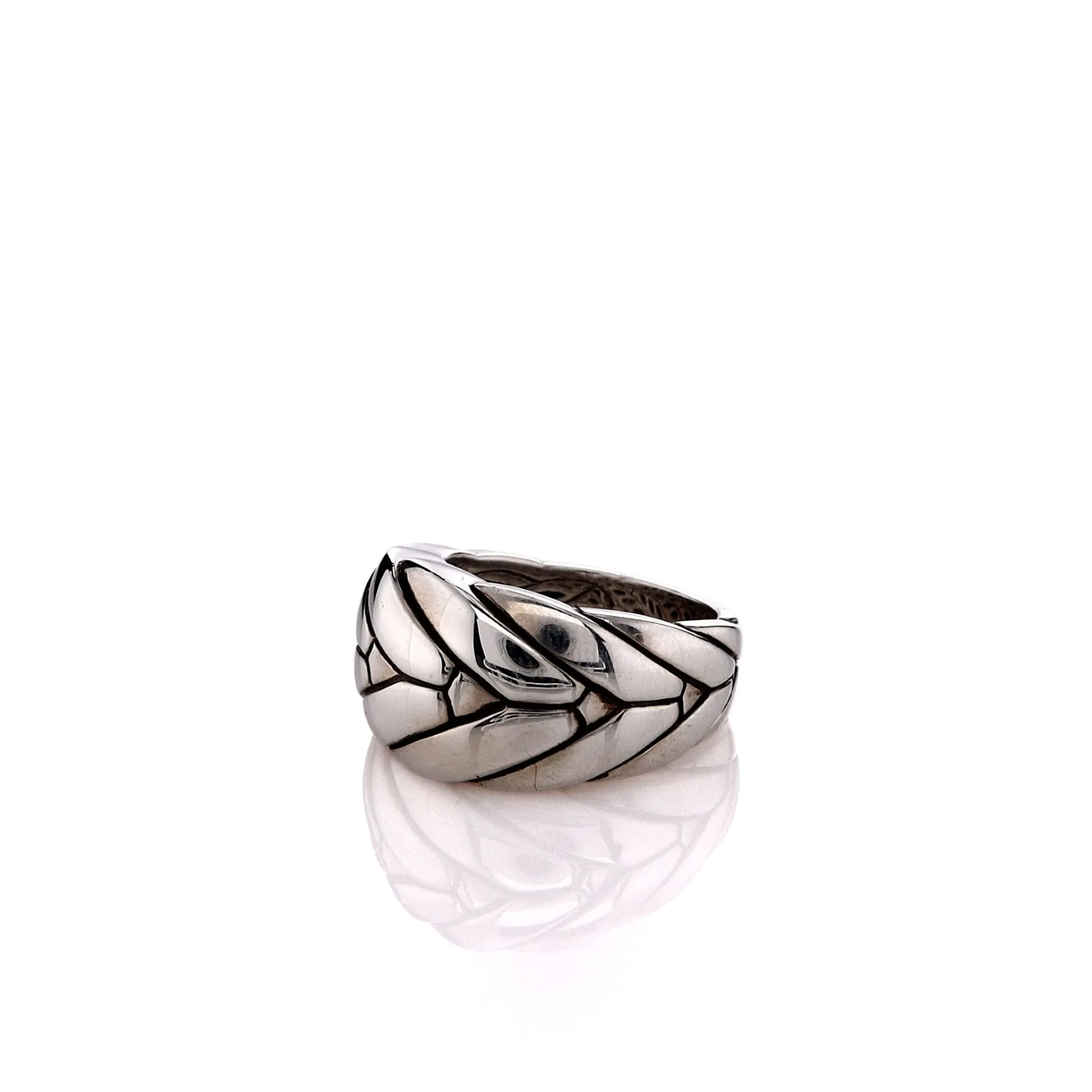 Estate John Hardy Sterling Silver Modern Chain Wide Tapered Ring