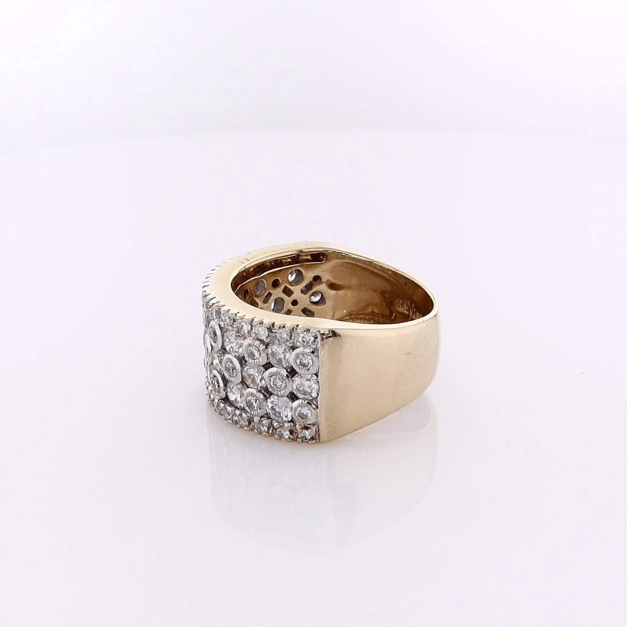 Estate Levian 14 karat Two-Tone Wide Tapered 5 Row Diamond Wedding Band
