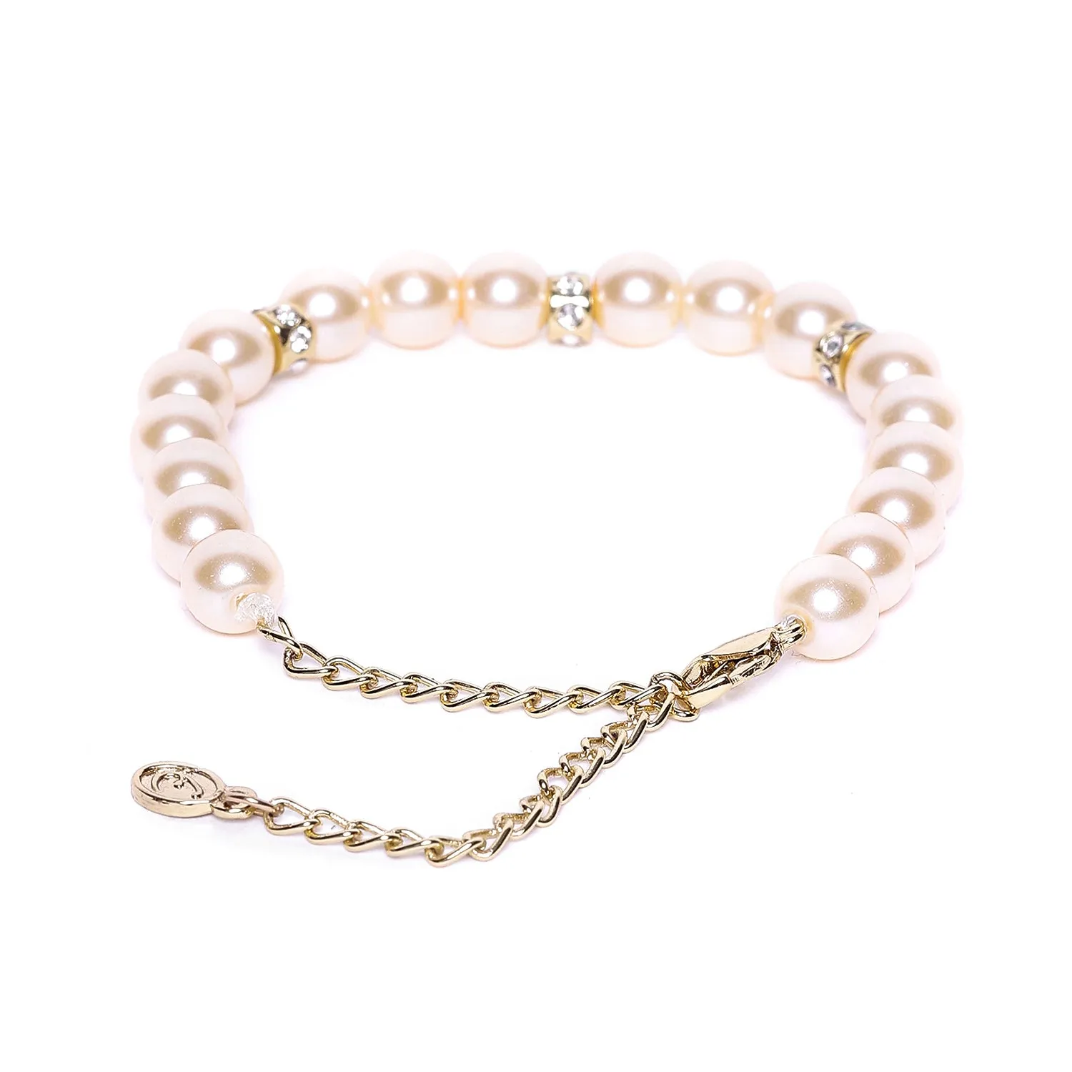 Estele - Fancy Cream Pearl Single line Bracelet with Crystal Balls