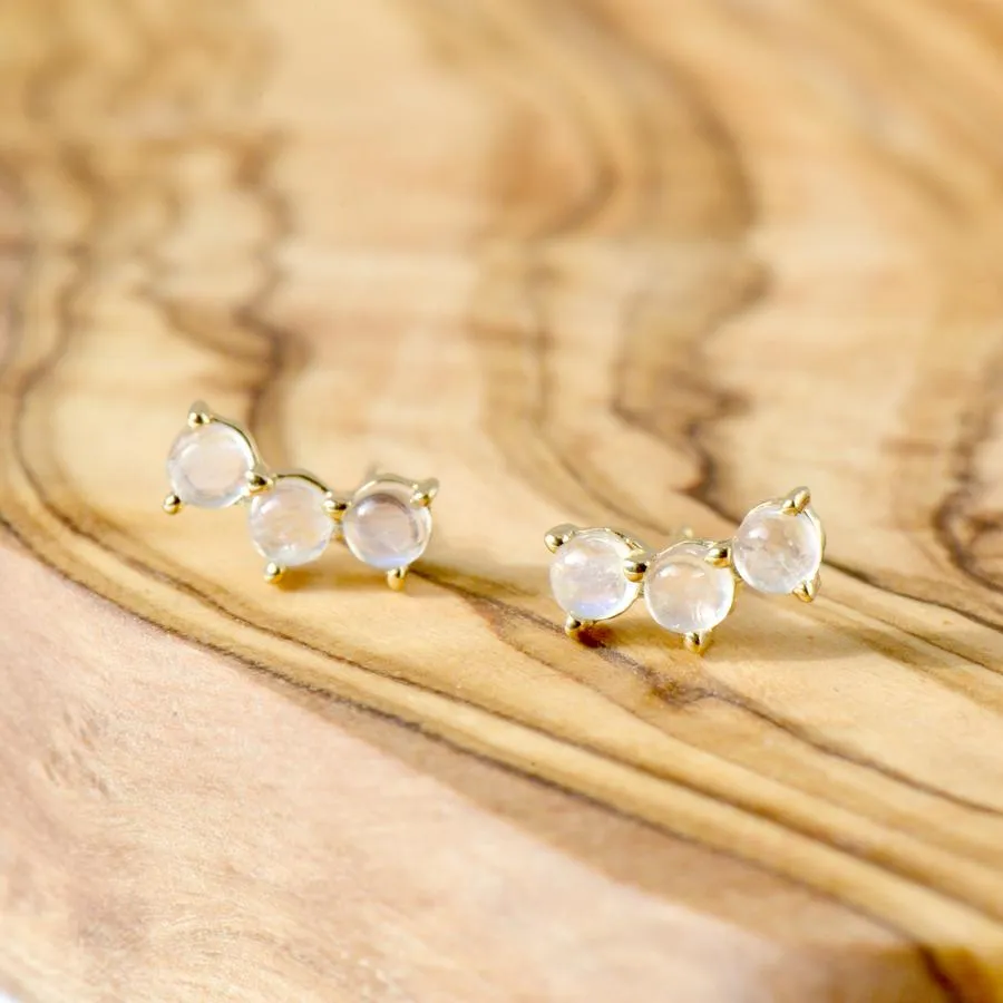 Gemstone Trio Climber Earrings