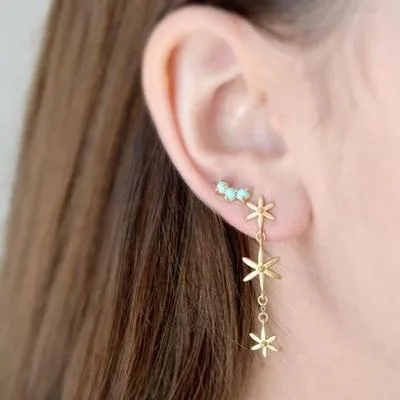 Gemstone Trio Climber Earrings