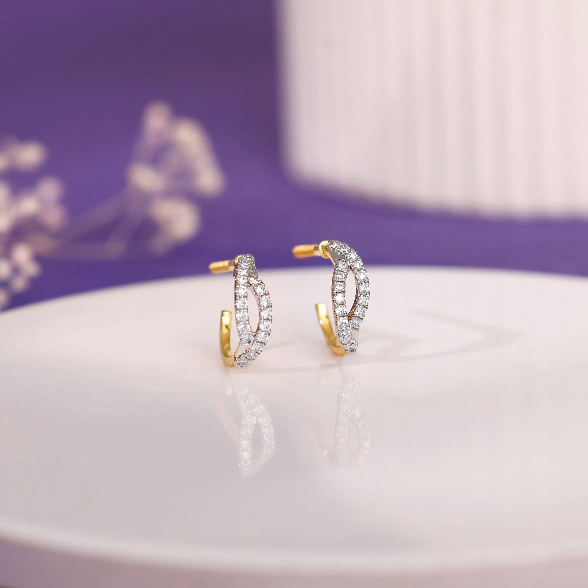 Gold Elixir Diamond J-hoop Earrings
