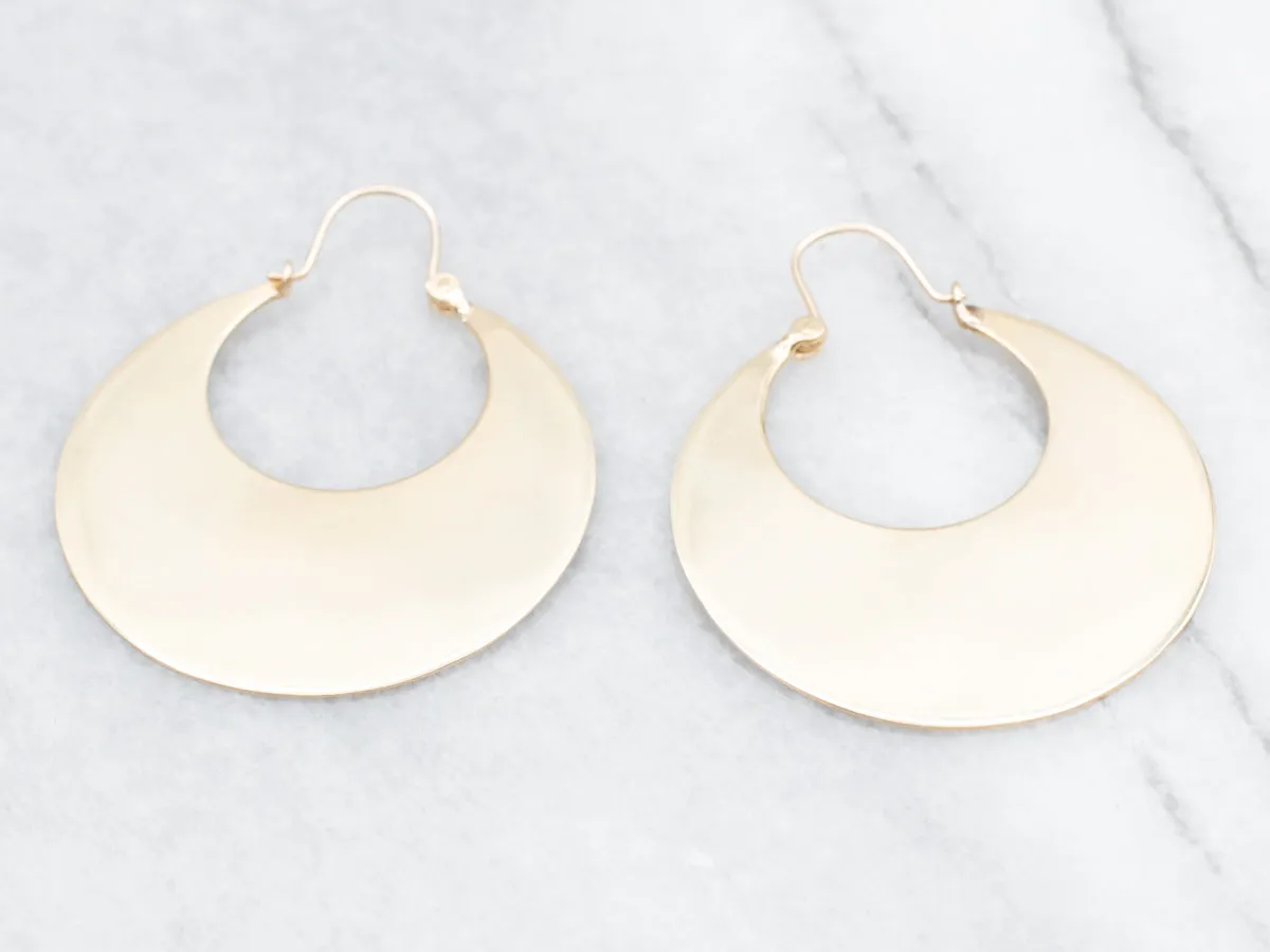 Gold Flat Round Hoop Earrings