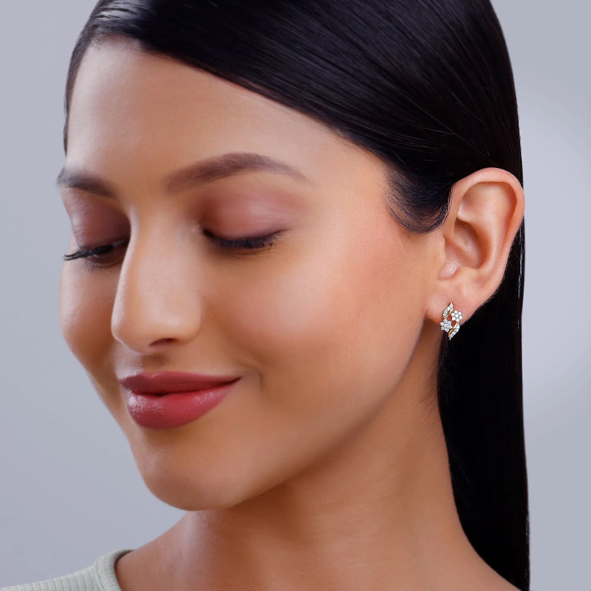 Gold Floral Magic Diamond Earrings