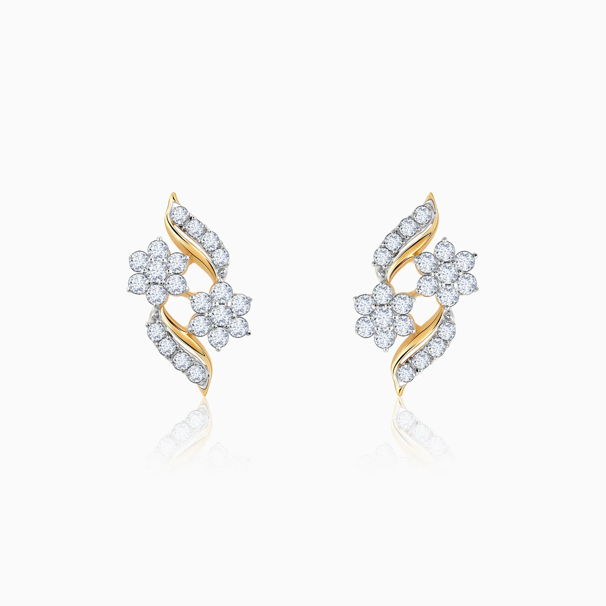 Gold Floral Magic Diamond Earrings