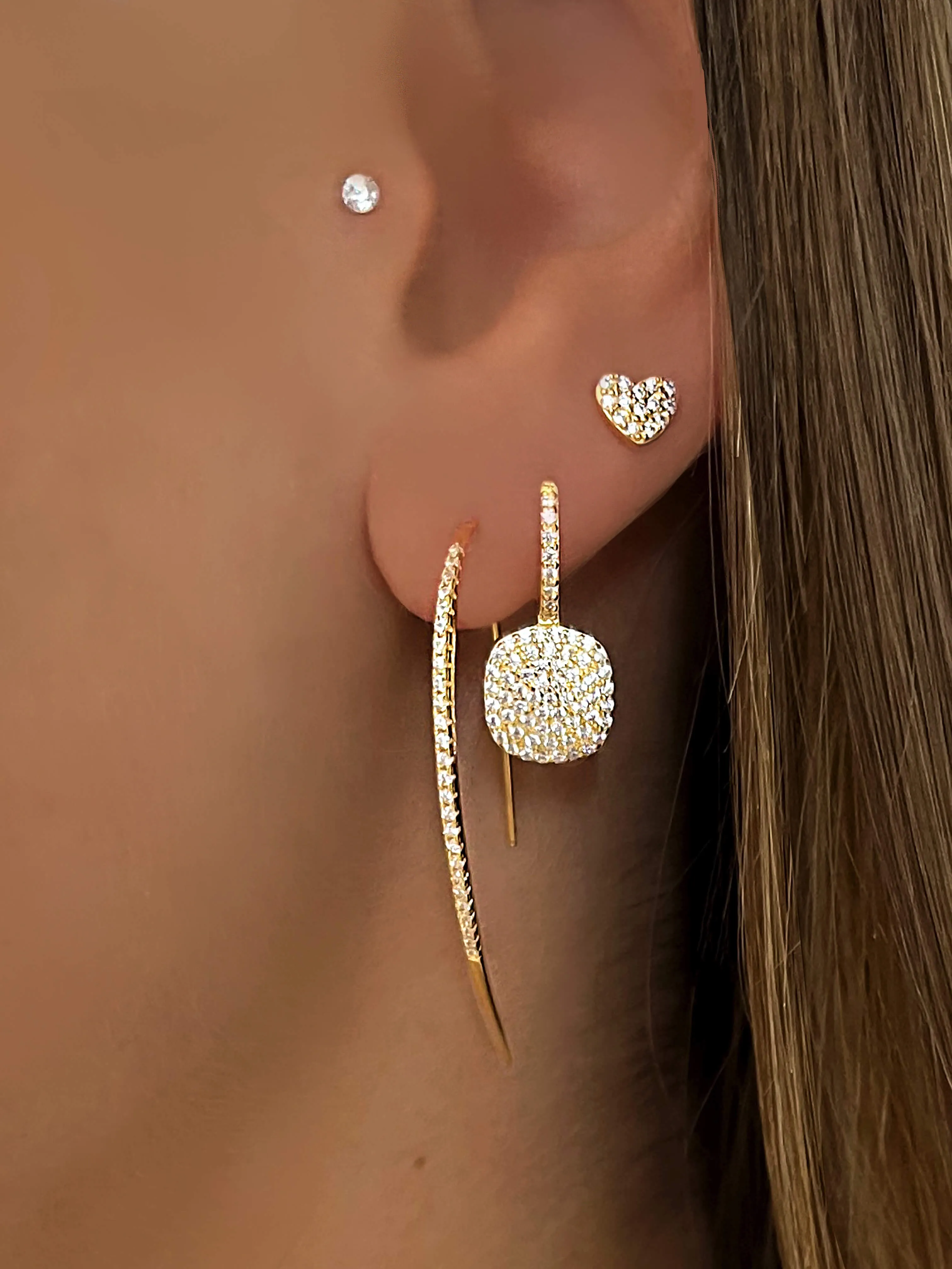 Gold-plated earrings 18k yellow gold assembled with zirconium oxide