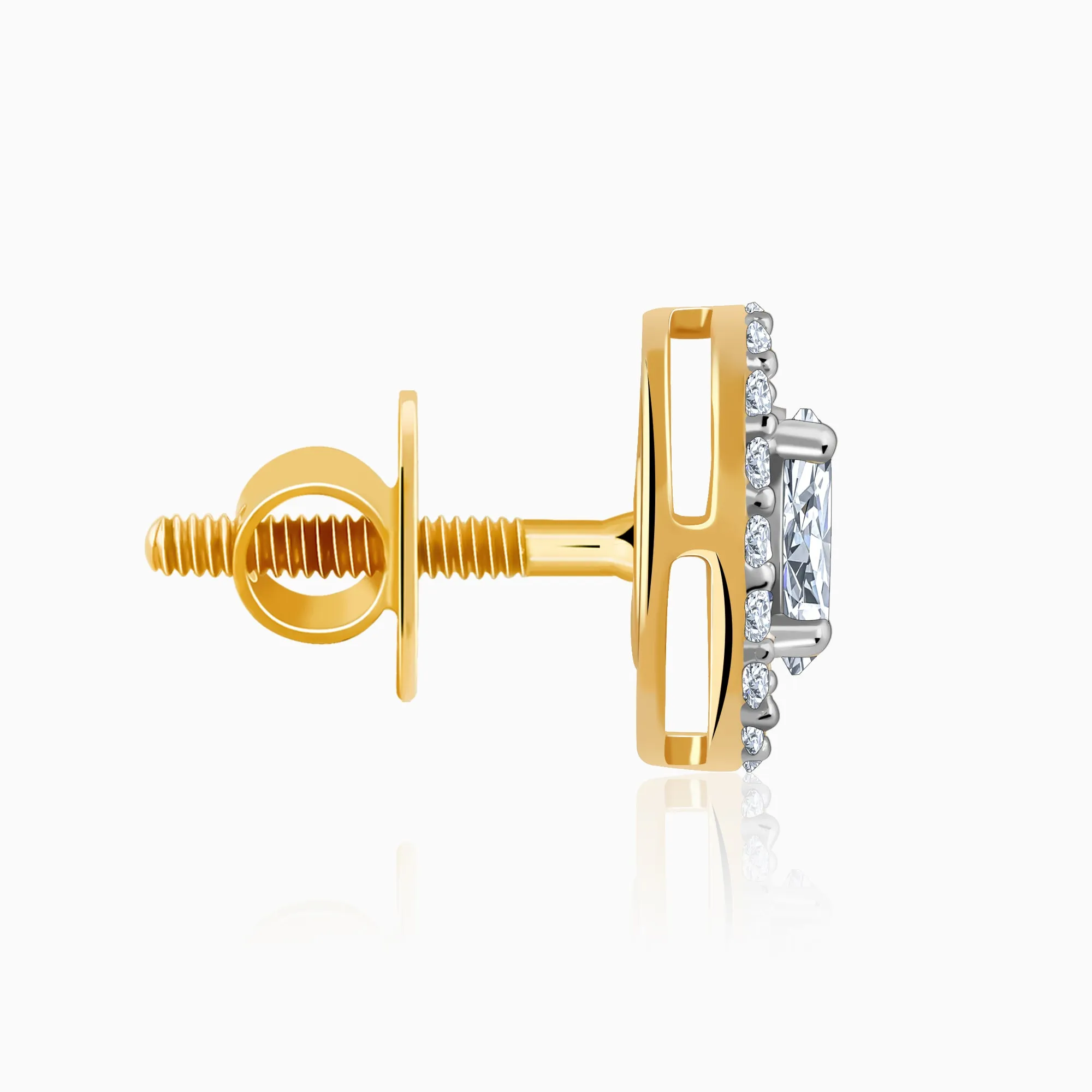 Gold Vesta Halo Solitaire Diamond Studs