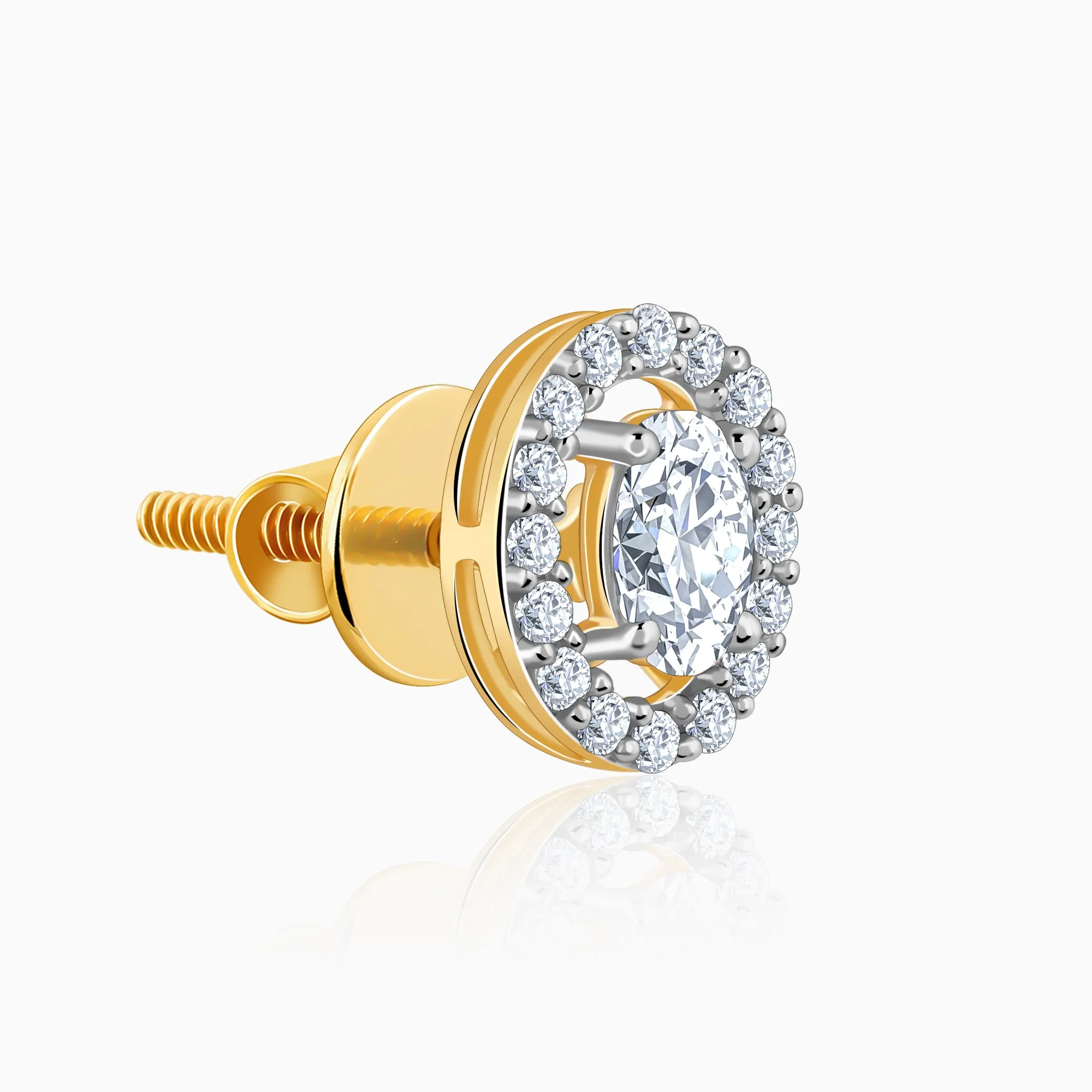 Gold Vesta Halo Solitaire Diamond Studs