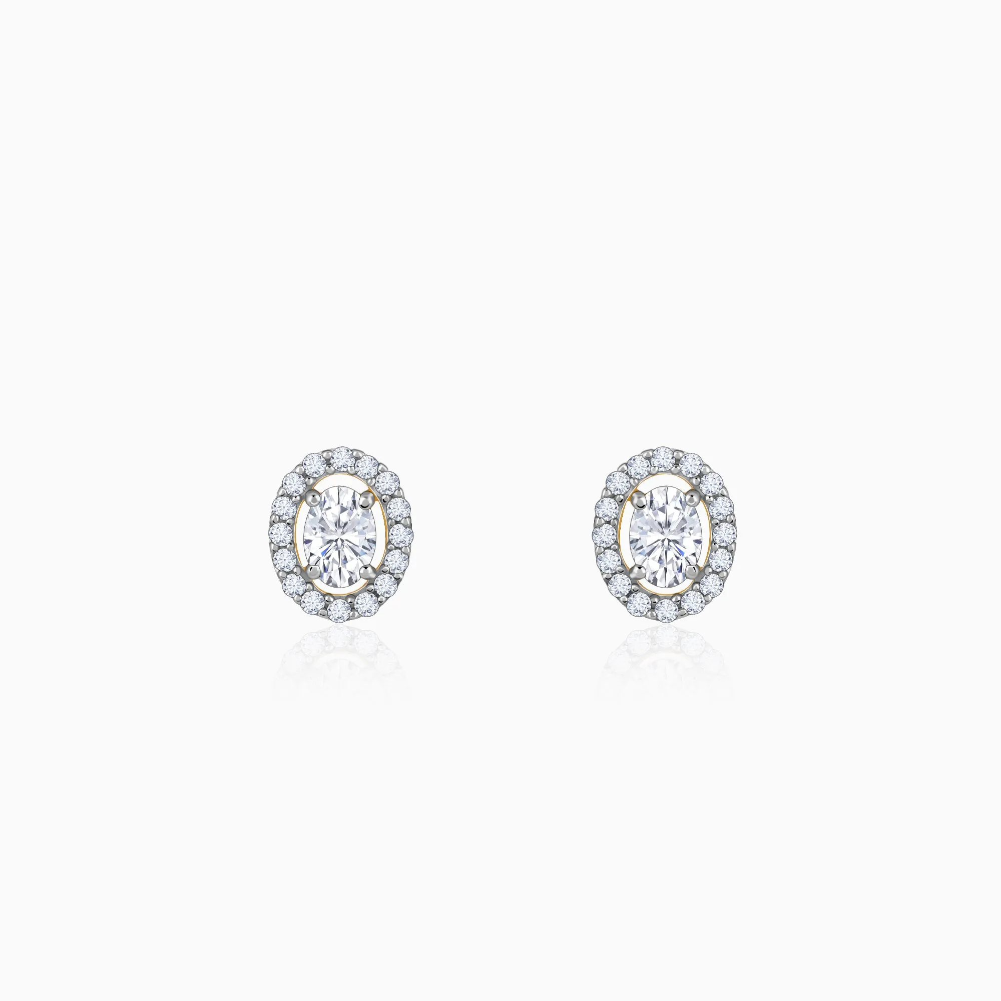 Gold Vesta Halo Solitaire Diamond Studs