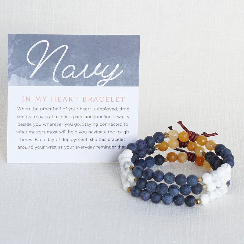 In My Heart Mini Bracelet - Navy | Military Deployment Bracelet