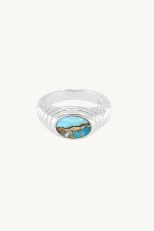Iris Copper Turquoise Silver Ring