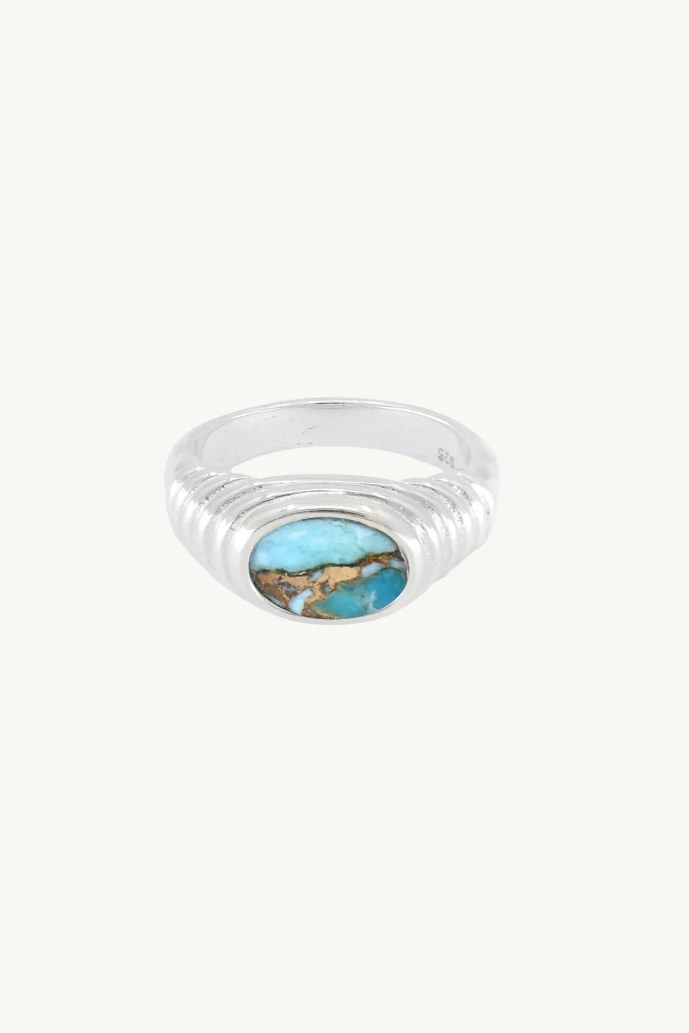 Iris Copper Turquoise Silver Ring