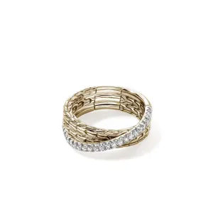 John Hardy .35CTW Diamond Essential Pav Crossover Ring in 14K Yellow Gold