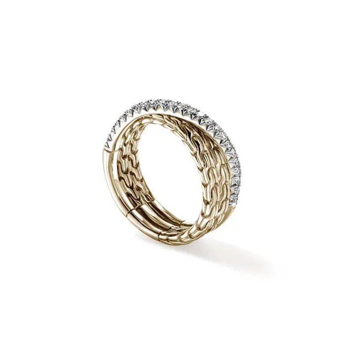 John Hardy .35CTW Diamond Essential Pav Crossover Ring in 14K Yellow Gold