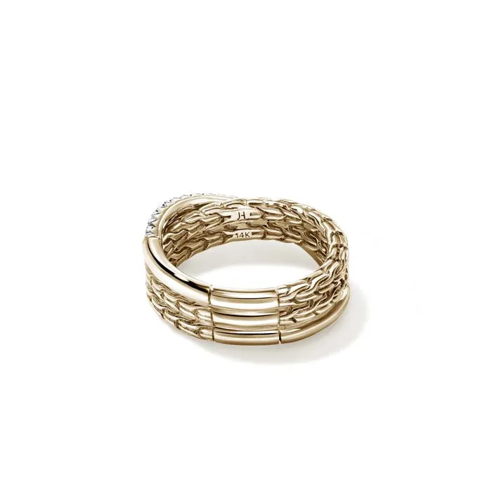 John Hardy .35CTW Diamond Essential Pav Crossover Ring in 14K Yellow Gold