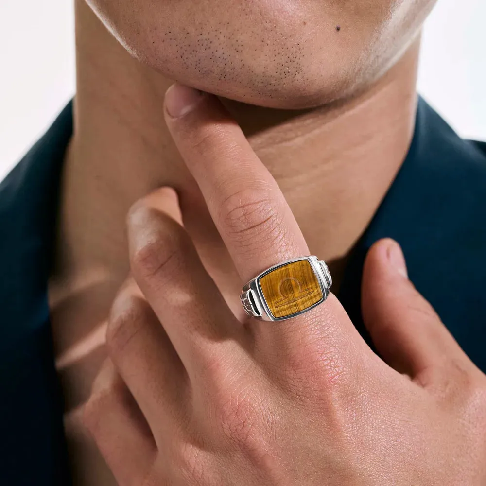 John Hardy ID Signet Ring with Tiger Eye