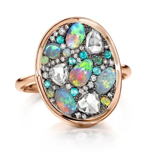 Joke Quick Black Opal Paraiba Tourmaline Ethiopian Opal Diamond Starstruck Ring