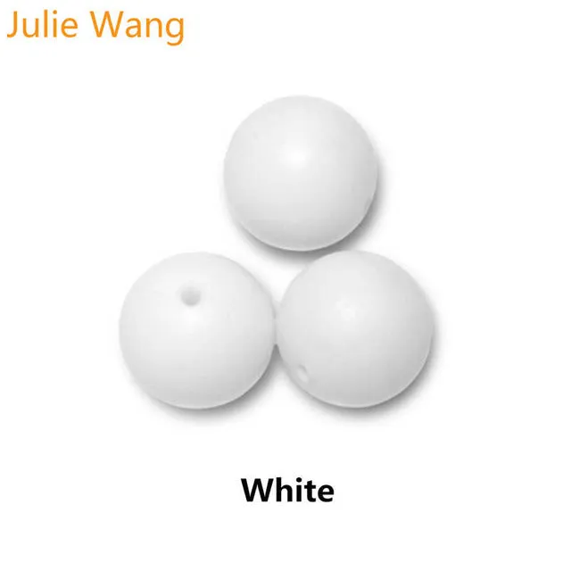 Julie Wang 20PCS 10/12/15mm Round Food Grade Silicone Beads For Necklace Pendant Bracelet Anklet Jewelry Making Accessory