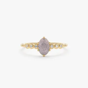 Labradorite and Diamond Engagement Ring, Genevieve