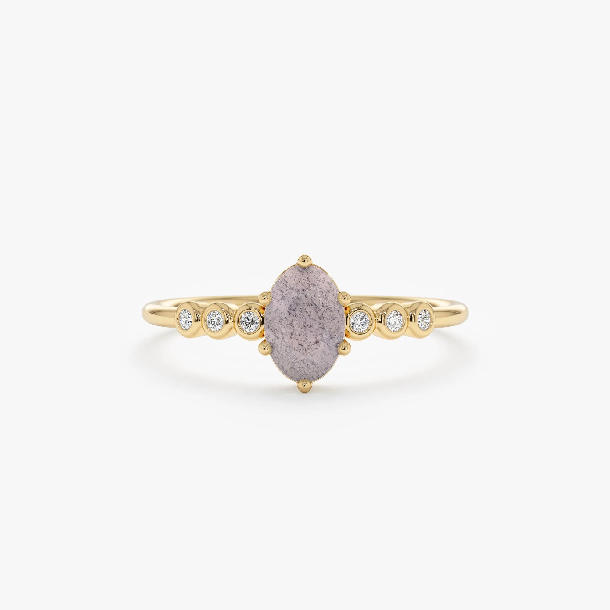 Labradorite and Diamond Engagement Ring, Genevieve