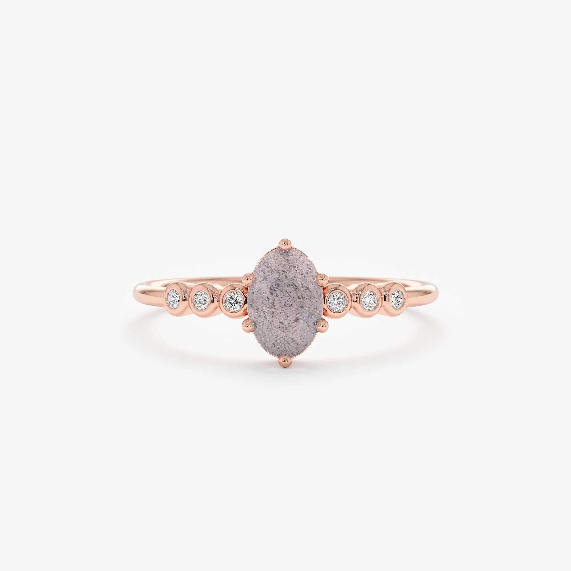 Labradorite and Diamond Engagement Ring, Genevieve