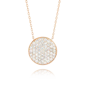 Large Diamond Disc Pendant Rose Gold