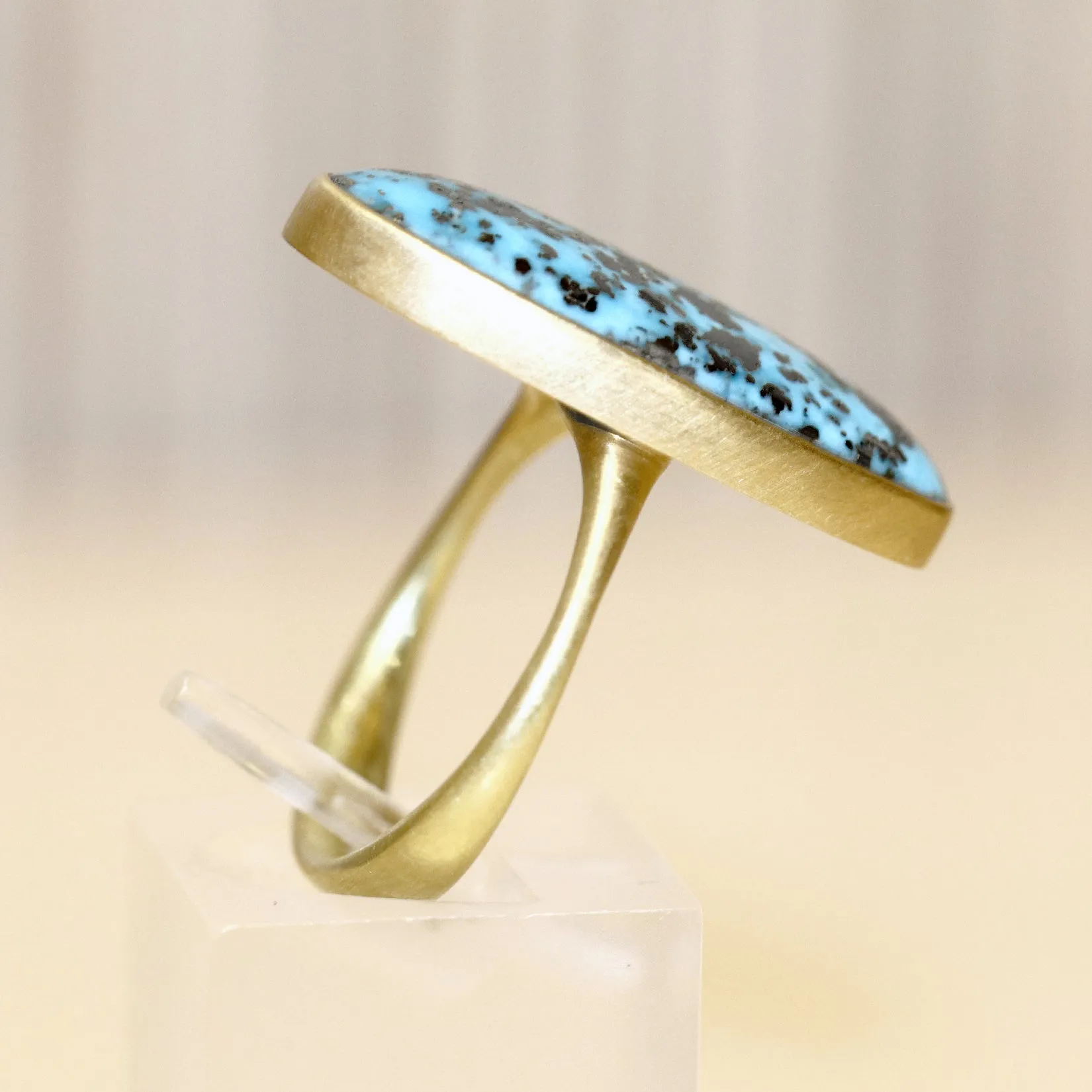 Lola Brooks Exceptional 16.81ct Metallic Pyrite in Turquoise One of a Kind Ring