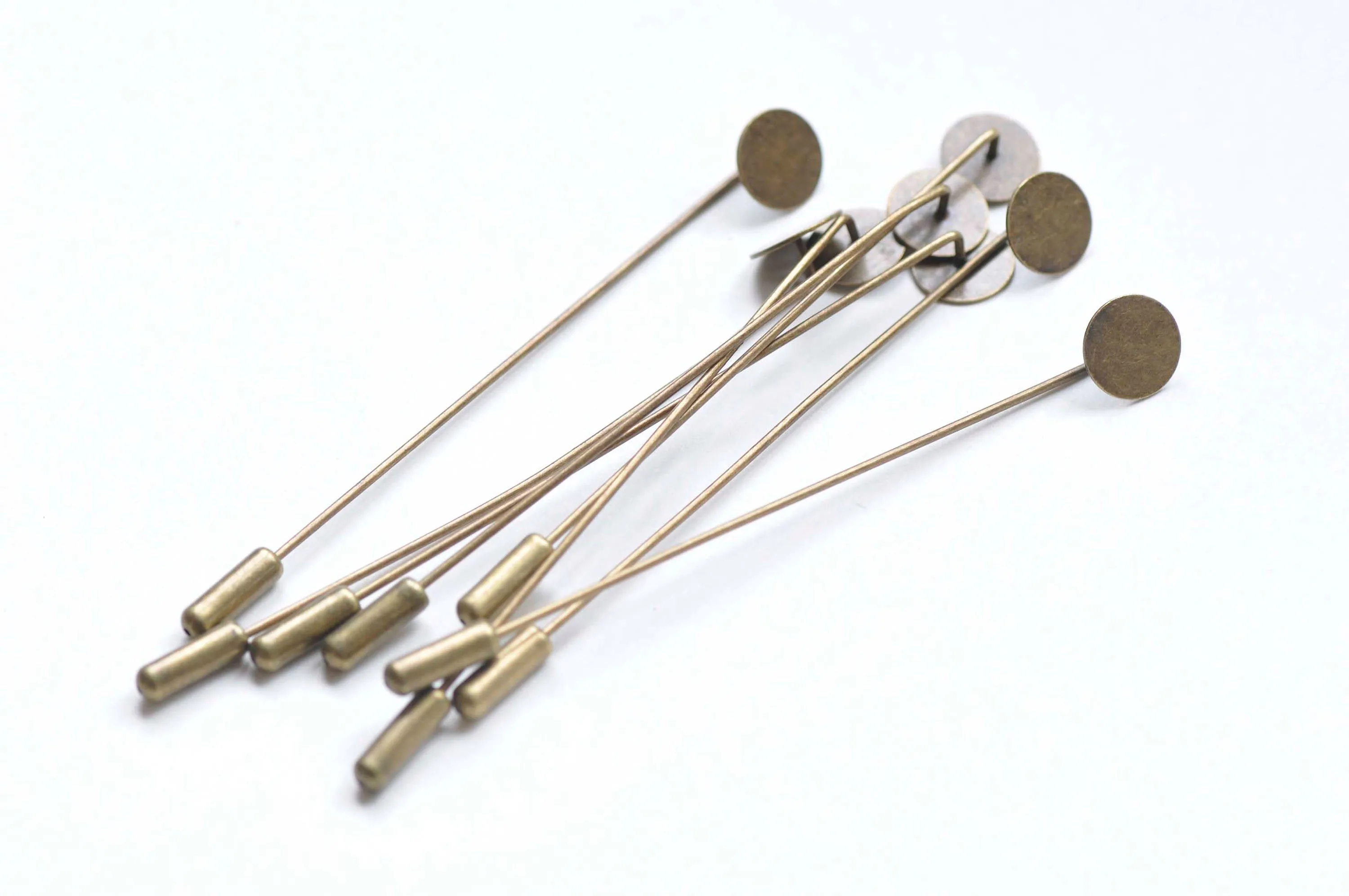 Long Antique Bronze Stick Lapel Pin Clutch 10mm Pad Set of 10 A216