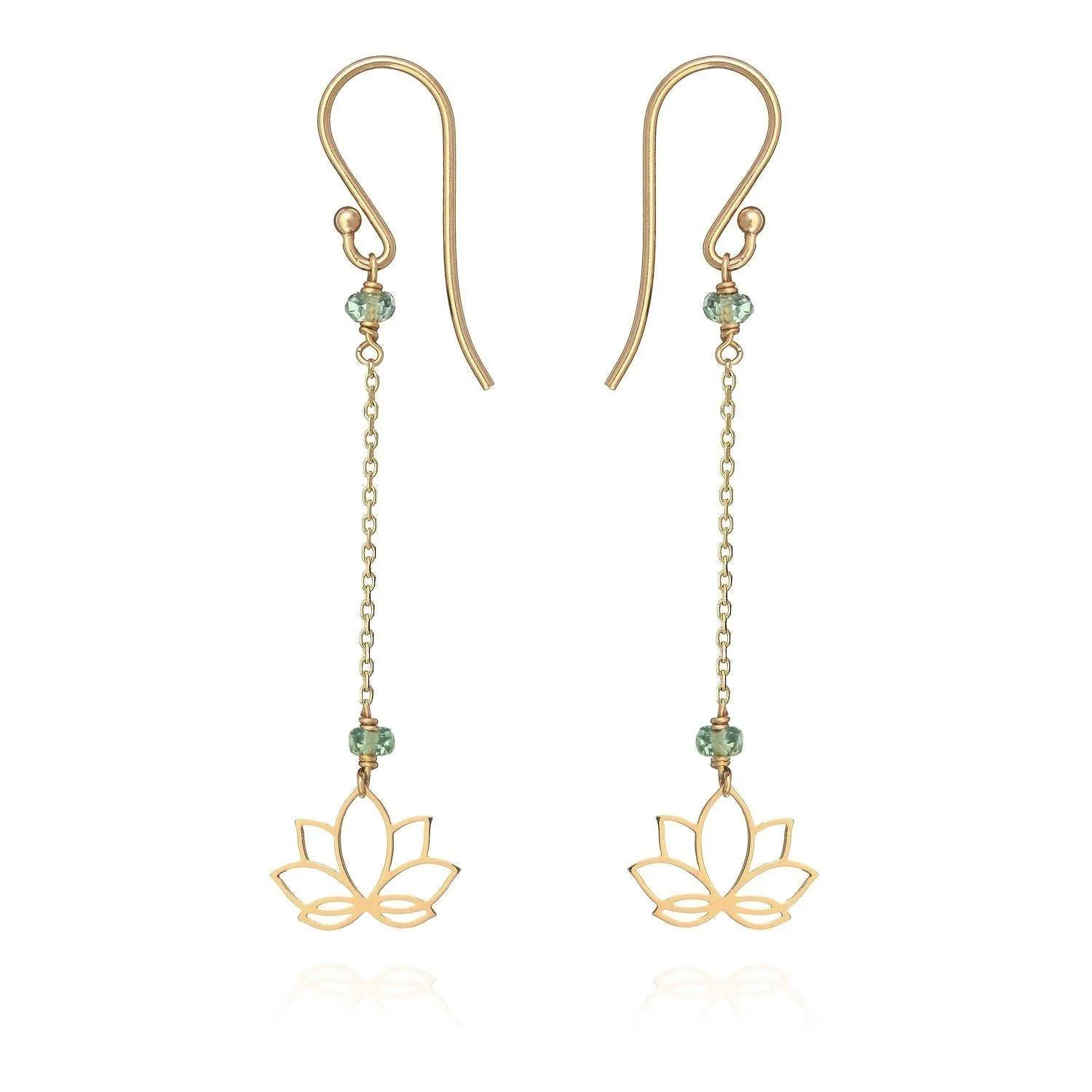 Long Lotus Earrings 9 or 18k Gold