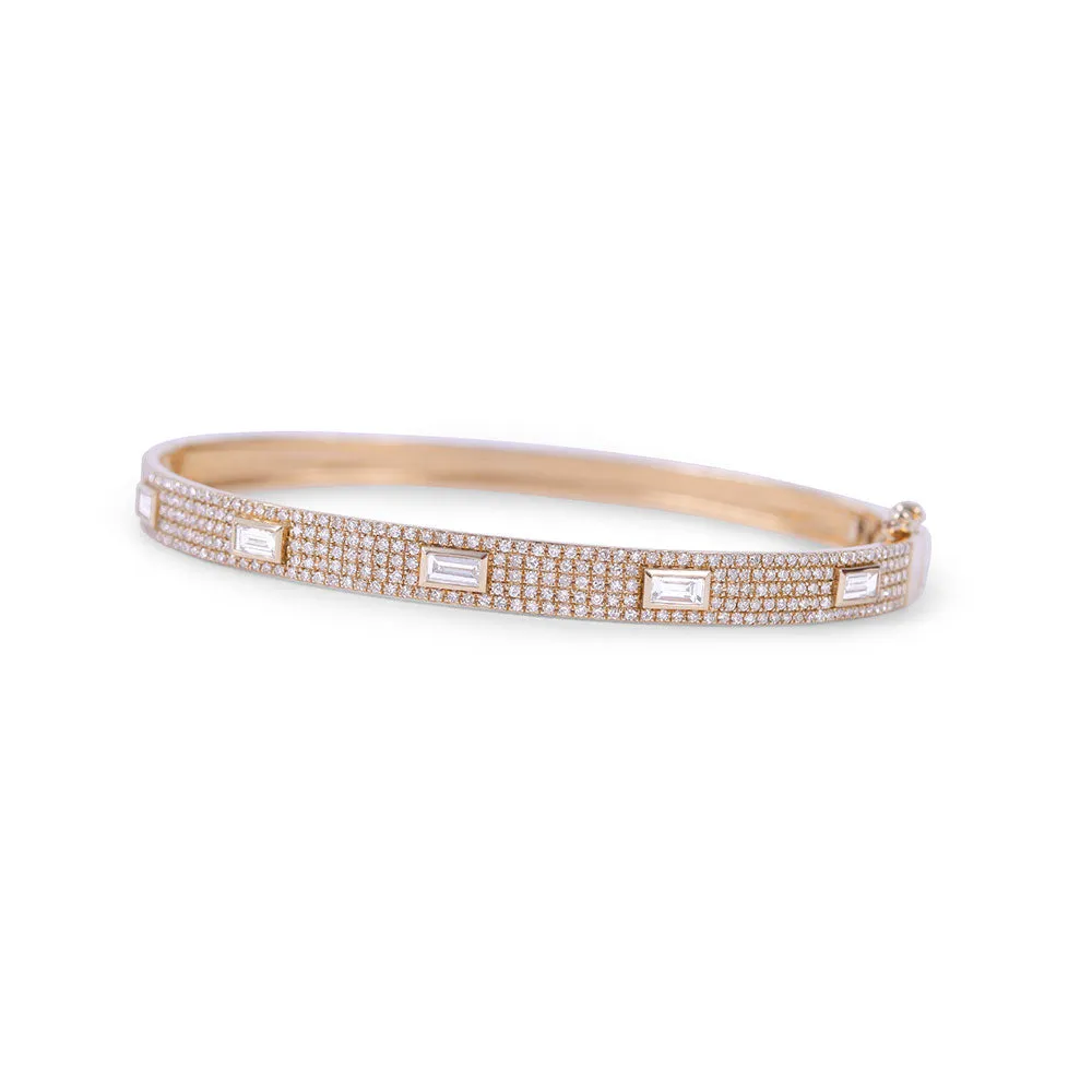 LULU DIAMOND PAV?? BANGLE WITH INSET BAGUETTE DIAMONDS
