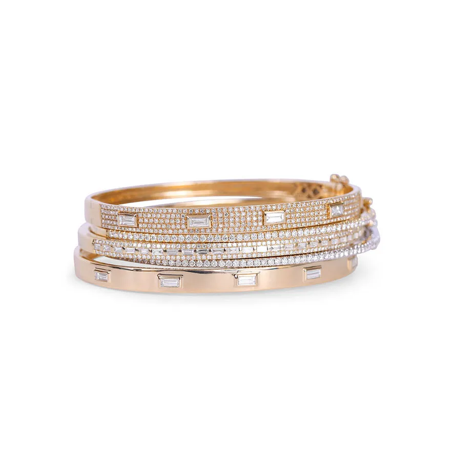 LULU DIAMOND PAV?? BANGLE WITH INSET BAGUETTE DIAMONDS