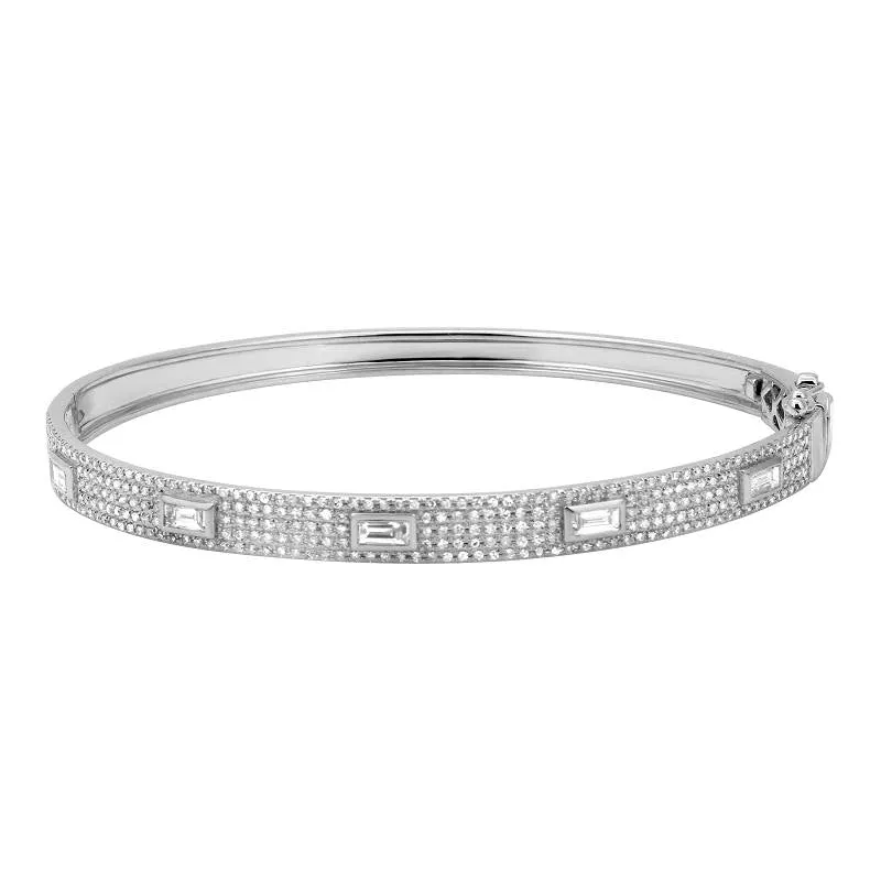 LULU DIAMOND PAV?? BANGLE WITH INSET BAGUETTE DIAMONDS