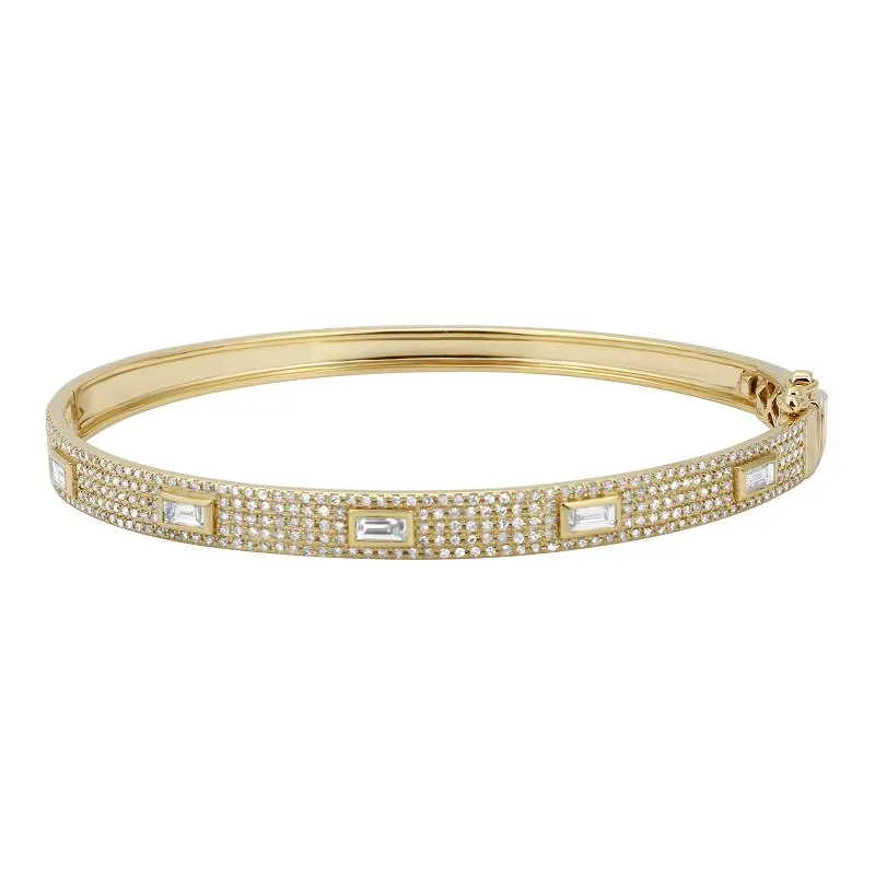 LULU DIAMOND PAV?? BANGLE WITH INSET BAGUETTE DIAMONDS