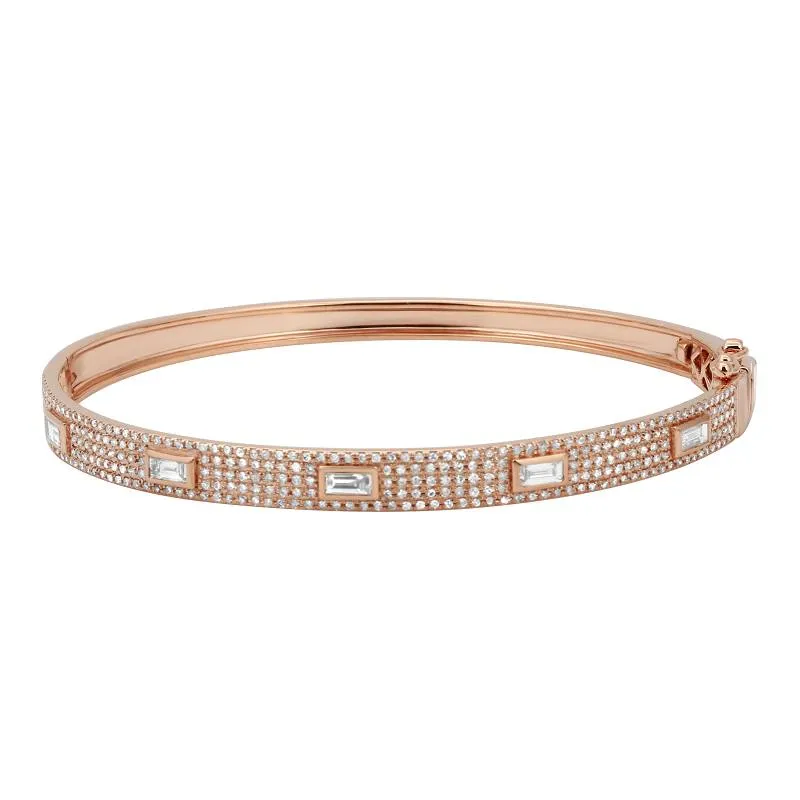 LULU DIAMOND PAV?? BANGLE WITH INSET BAGUETTE DIAMONDS