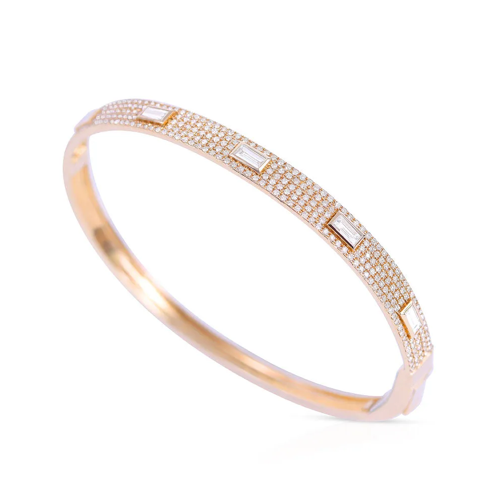 LULU DIAMOND PAV?? BANGLE WITH INSET BAGUETTE DIAMONDS
