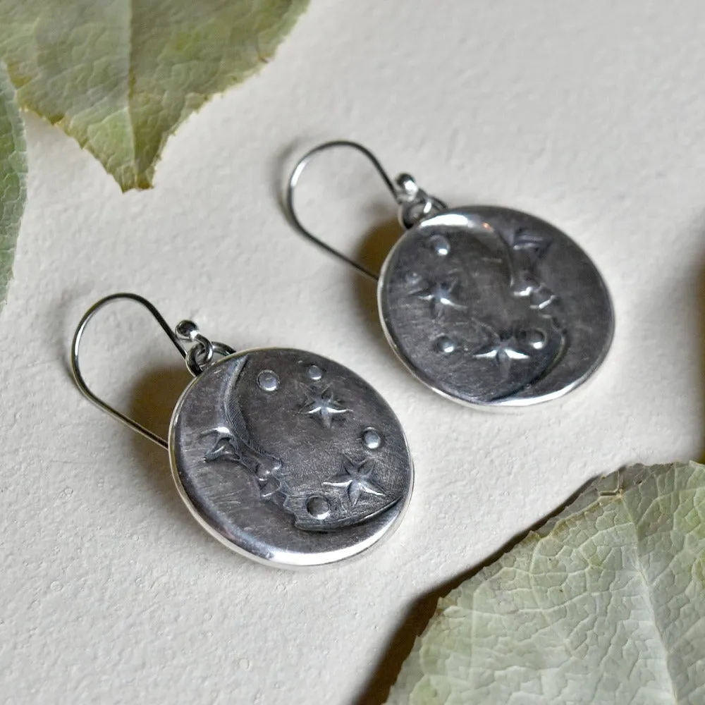 'Luna' Die Struck Silver Earrings