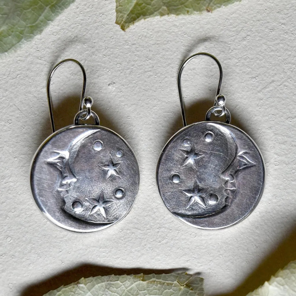 'Luna' Die Struck Silver Earrings