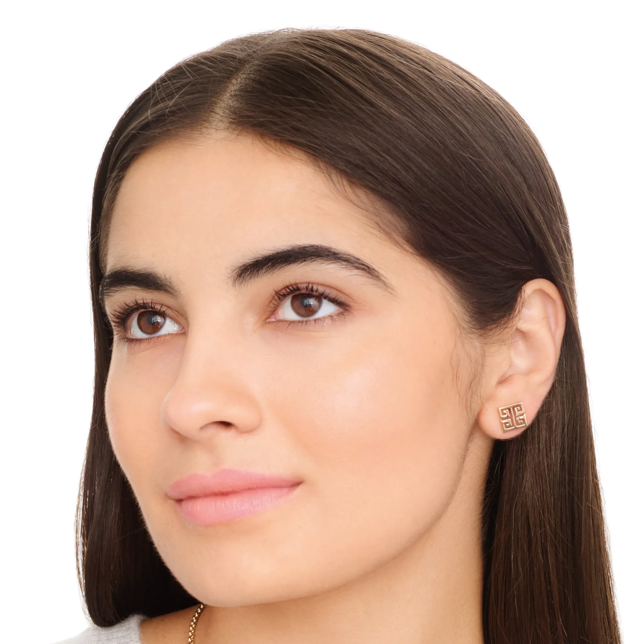 Meandros Stud Earrings Yellow Gold