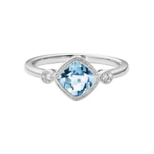 Mountz Collection Aquamarine and Diamond Three Stone Ring in 14K White Gold
