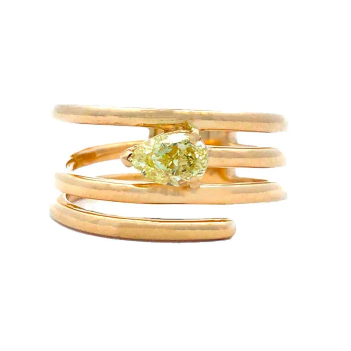 Mountz Collection Fancy Yellow Pear Cut Diamond Wrap Ring in 18K Yellow Gold