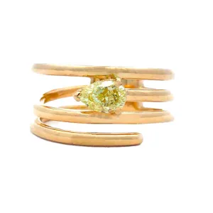 Mountz Collection Fancy Yellow Pear Cut Diamond Wrap Ring in 18K Yellow Gold