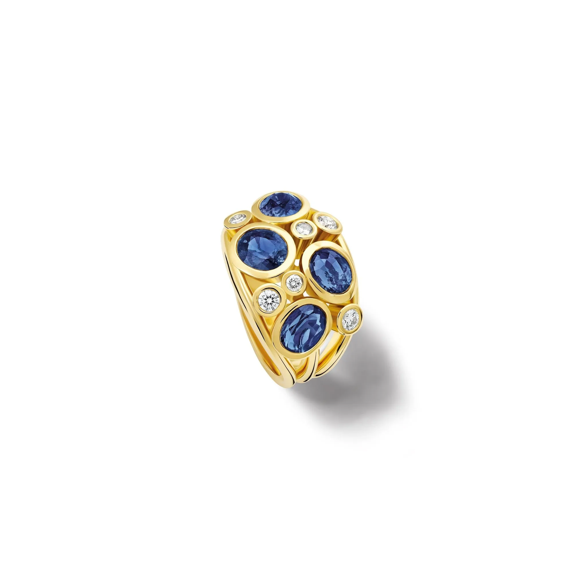 Multi Aeneus Ring 18ct Yellow Gold - Ceylon Sapphire & Diamond