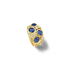 Multi Aeneus Ring 18ct Yellow Gold - Ceylon Sapphire & Diamond