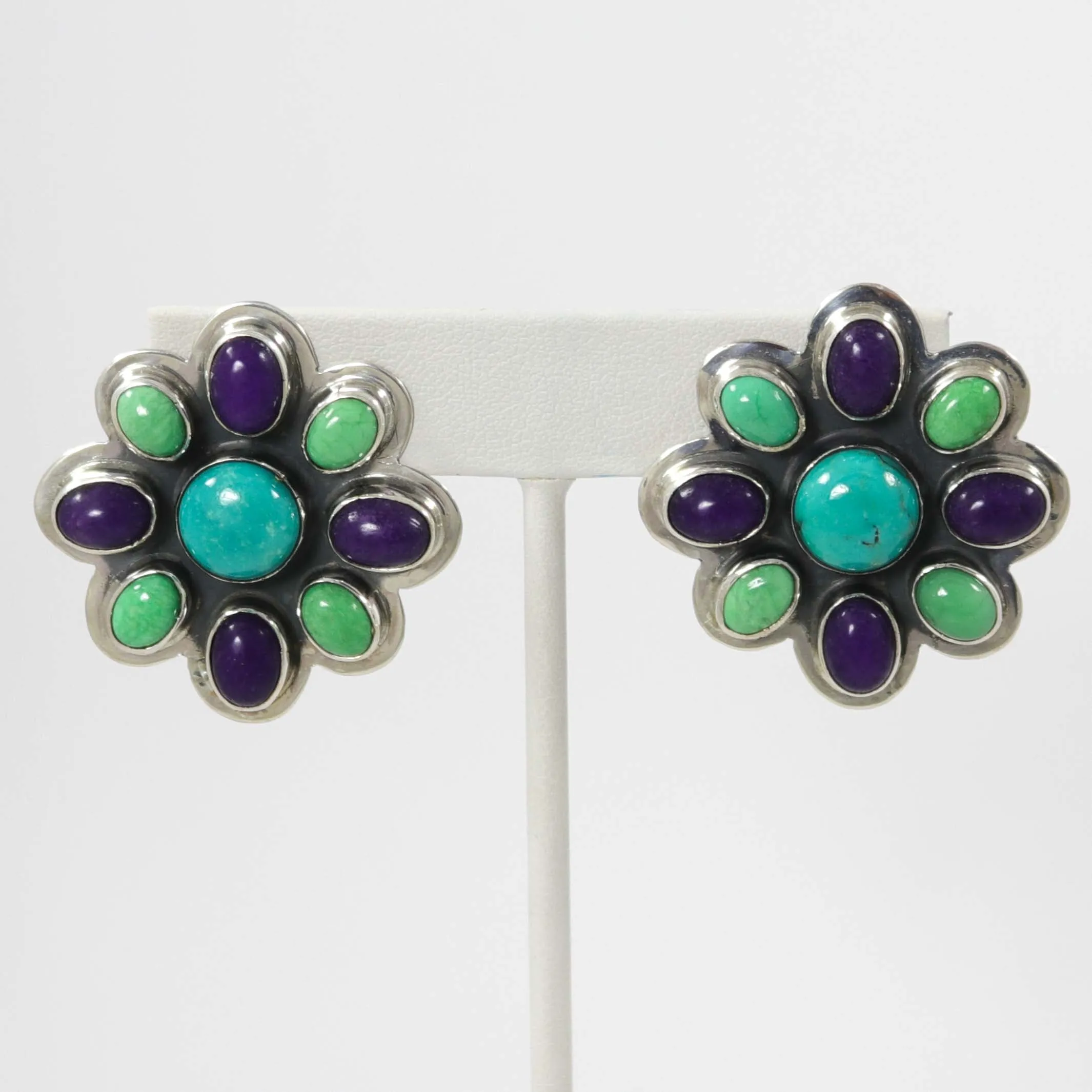 Multi-Stone Flower Earrings