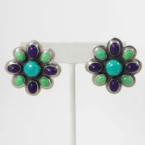 Multi-Stone Flower Earrings